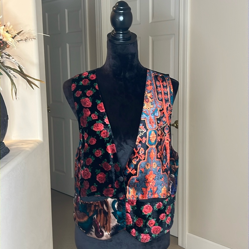 Vintage Multicolor‎ Velvet Bohemian Vest Size M